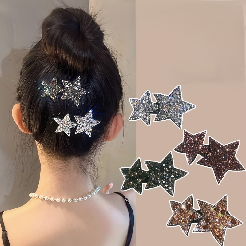 

5pcs Elegant Clips Set, Side Bangs Styling Accessories For Women, Hair Clips, Bangs, Temperament, Elegant Style, , Star Shape