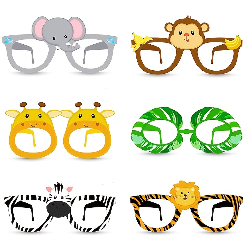 6-pack Jungle Animal Theme Birthday Party Paper Glasses, Birthday Party Gathering Photo Props Decoration Supplies, Multi-animal Monkey Elephant Paper Glasses, Perfect For Halloween & Christmas