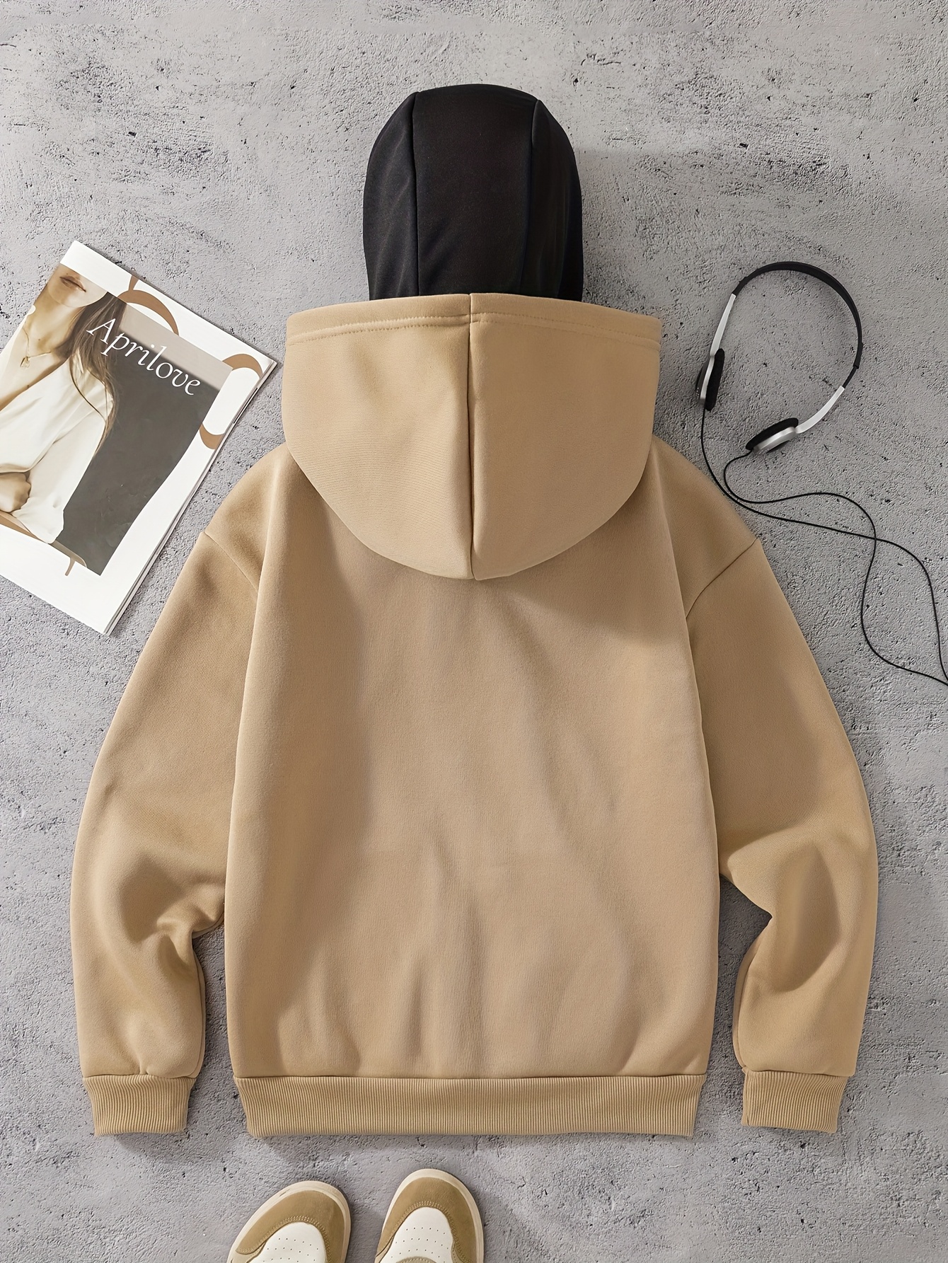 Streetwear Beige Hoodie Outfit Women's Hoodie White Heart Double