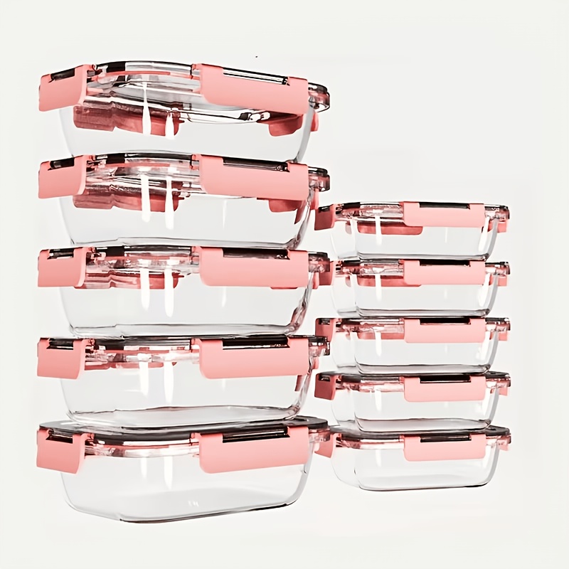 10pcs Set Of Glass Food Storage Containers With Lids, Leak-proof, Airtight Glass Pre-meal Preparation Containers, Suitable For Lunch, , And , Dishwasher Safe