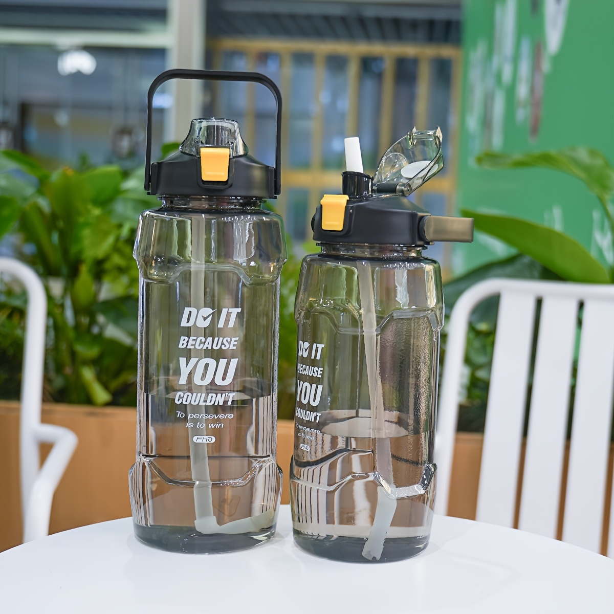 1pc 2000ml/67oz or 2500ml/84oz Large Capacity Outdoor Sports Water Bottle,  Dual-Use Straight Drinking and Straw Bottle, with Measurement Scale *  Attractive and Durable, Suitable for Fitness, Travel, ...