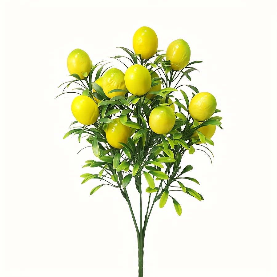 TEMU Artificial , Lifelike Plastic Lemon Tree, Decorative Centerpiece For Living Room, Kitchen, Party, Table Decoration, No Container, Electricity-free