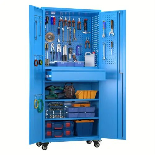 garage storage cabinet with wheels metal tool storage cabinet with 2 drawers for home office storage black