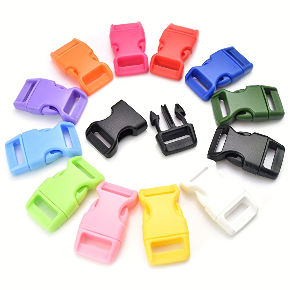 

10pcs Contoured Side Release Plastic Buckles - 15mm 1/2" Diameter, Assorted Colors For Paracord Bracelets, Diy Pet Collars & Crafts
