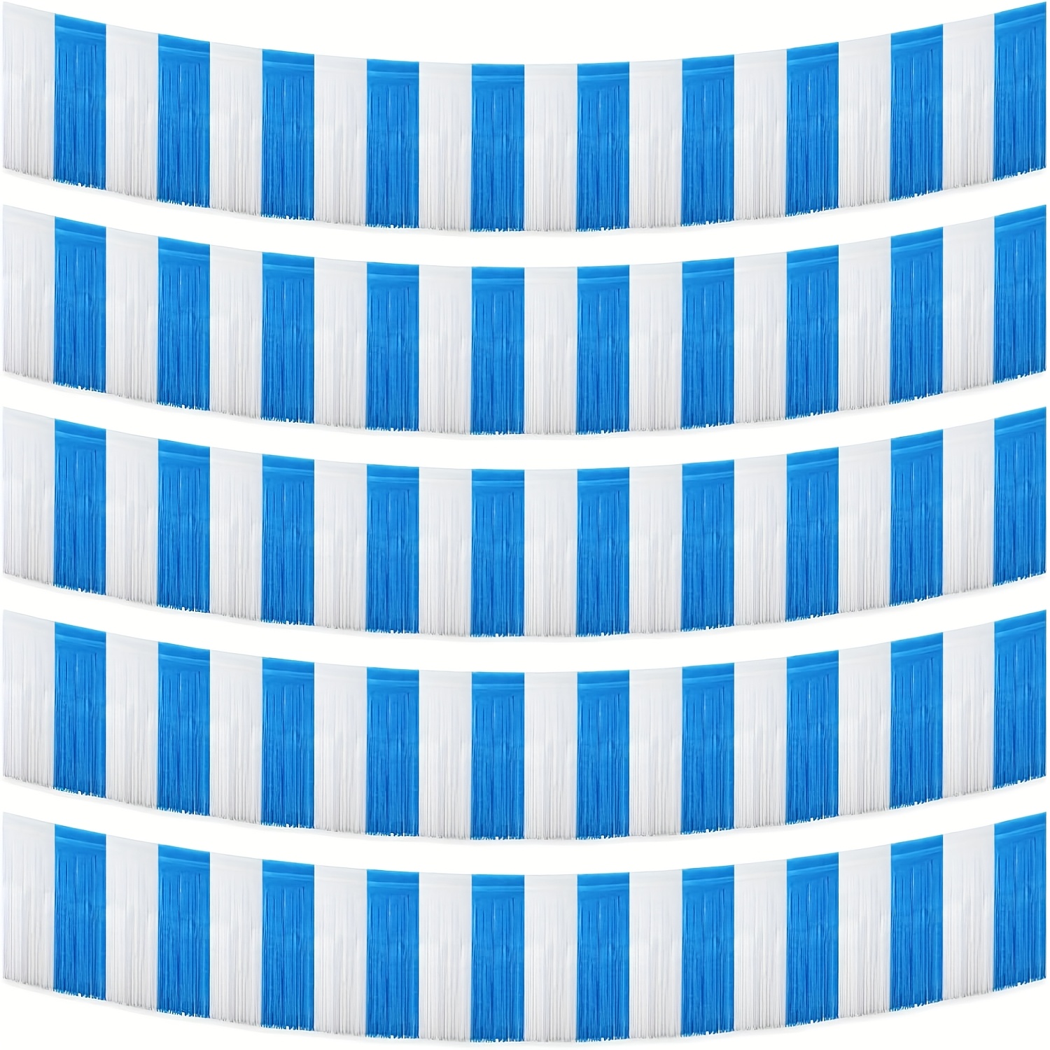 Image of Set Of 5pcs Of 12x118 Inch Decorations For Oktoberfest Parade Floats, Featuring Blue And Fringe Table Skirts And Banners, Perfect For German-themed Party Favors