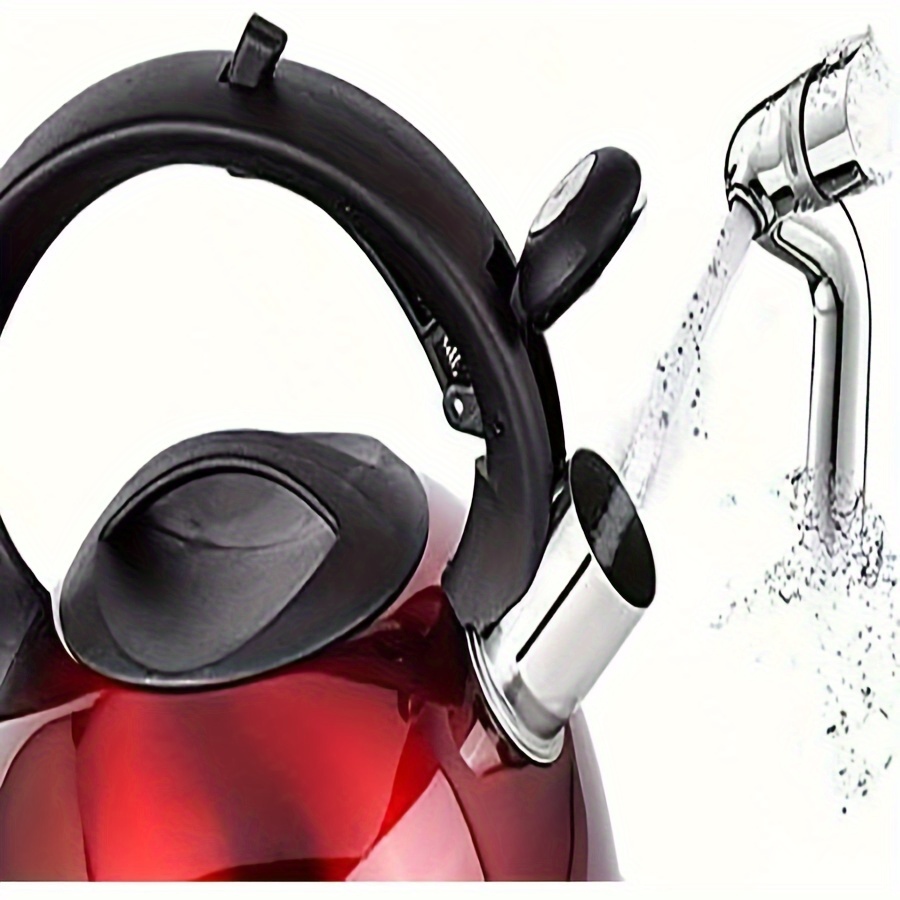 1pc stainless steel whistle kettle 2 5  boiling practical lid compatible with gas electric induction ceramic halogen stovetops no electricity needed details 3