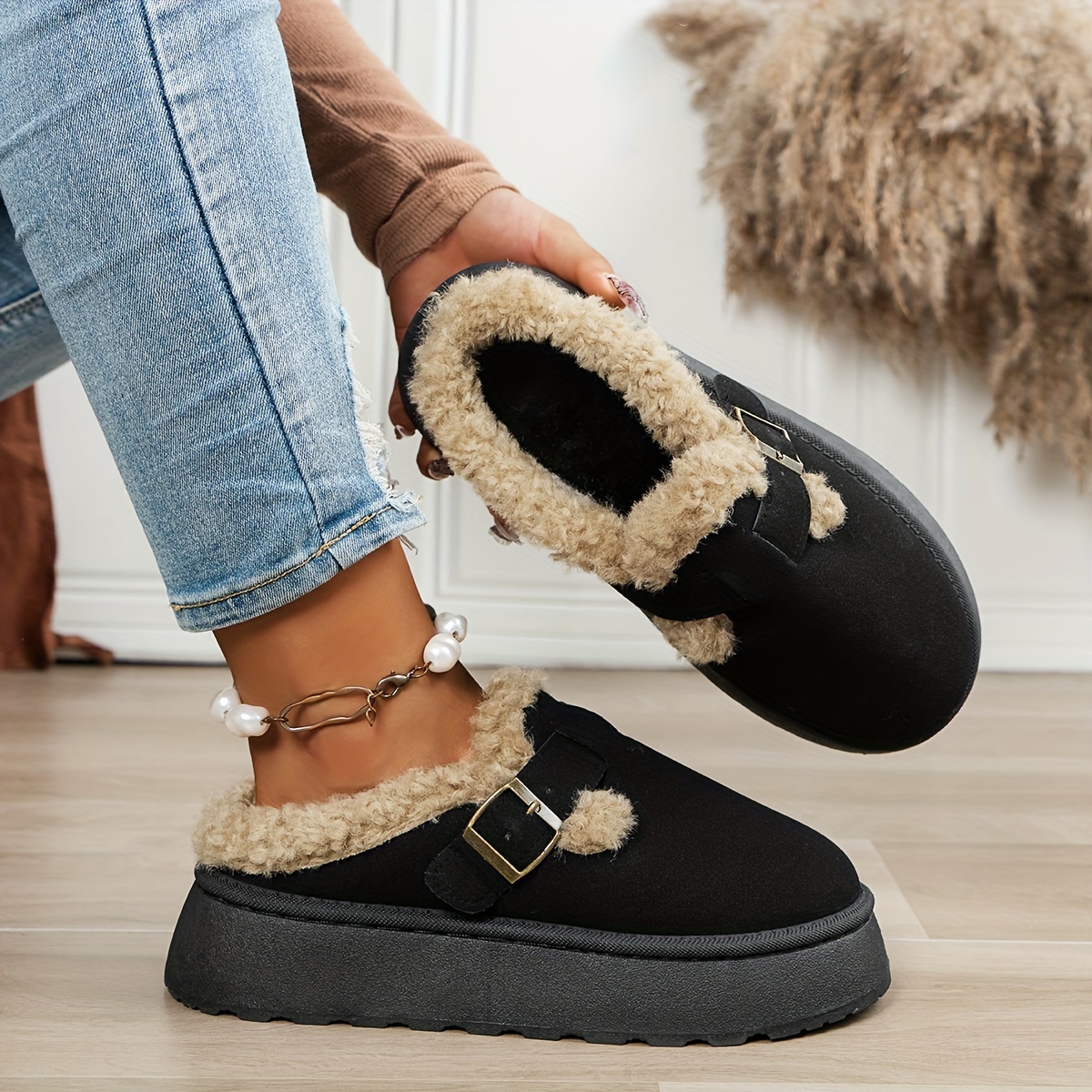 cozy womens winter slipper boots warm fleece lined Temu