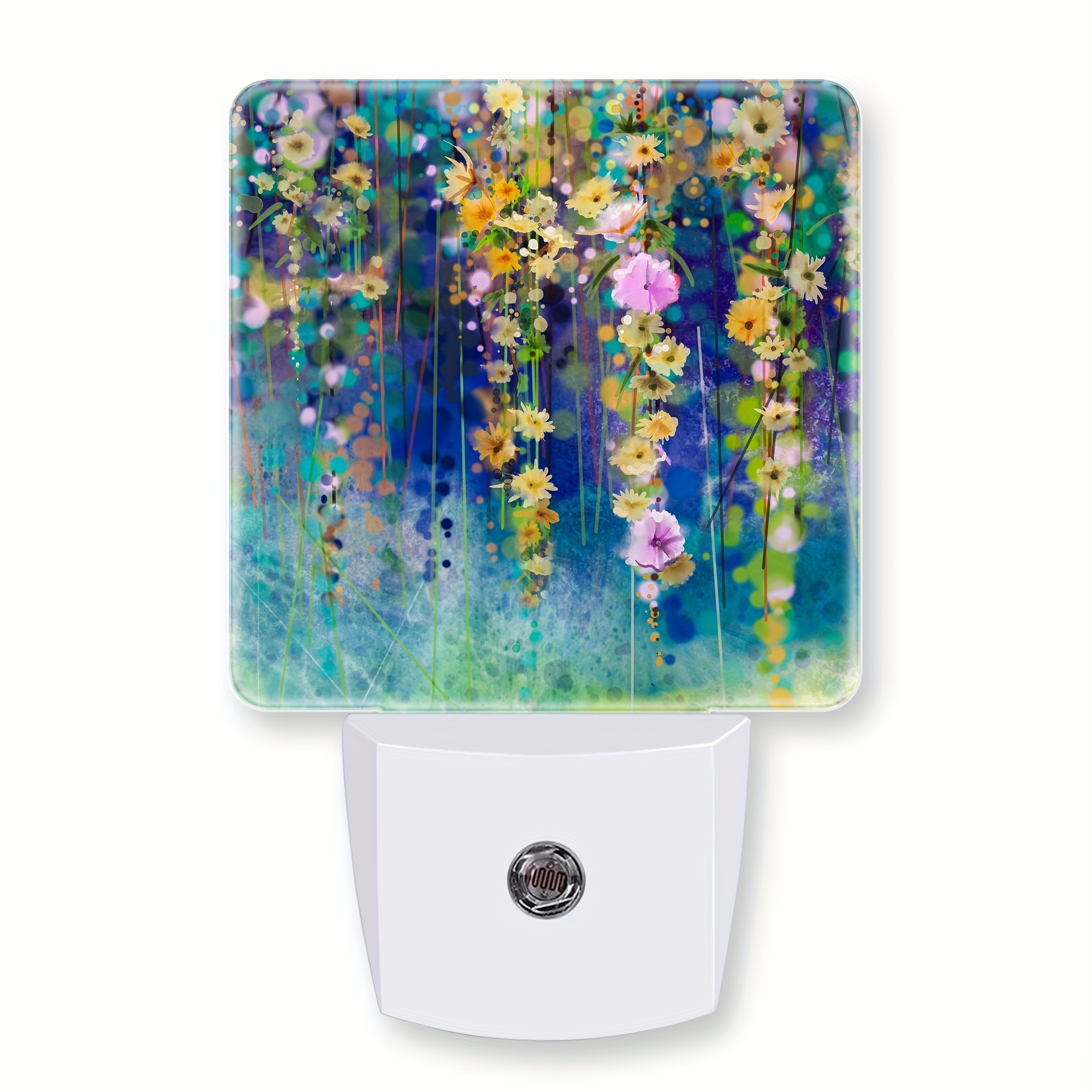 

Abstract Ivy Flowers Watercolor Painting Night Light, Led Night Light Plug Into Wall With Dusk To Dawn Sensor For Women Men Room Decor, Hallway, Kitchen, Bathroom, Stairs