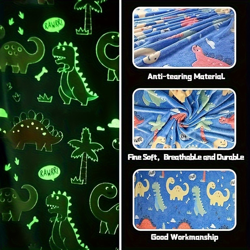 glow in the dark dinosaur throw blanket   luminous polyester perfect gift for dino enthusiasts details 9