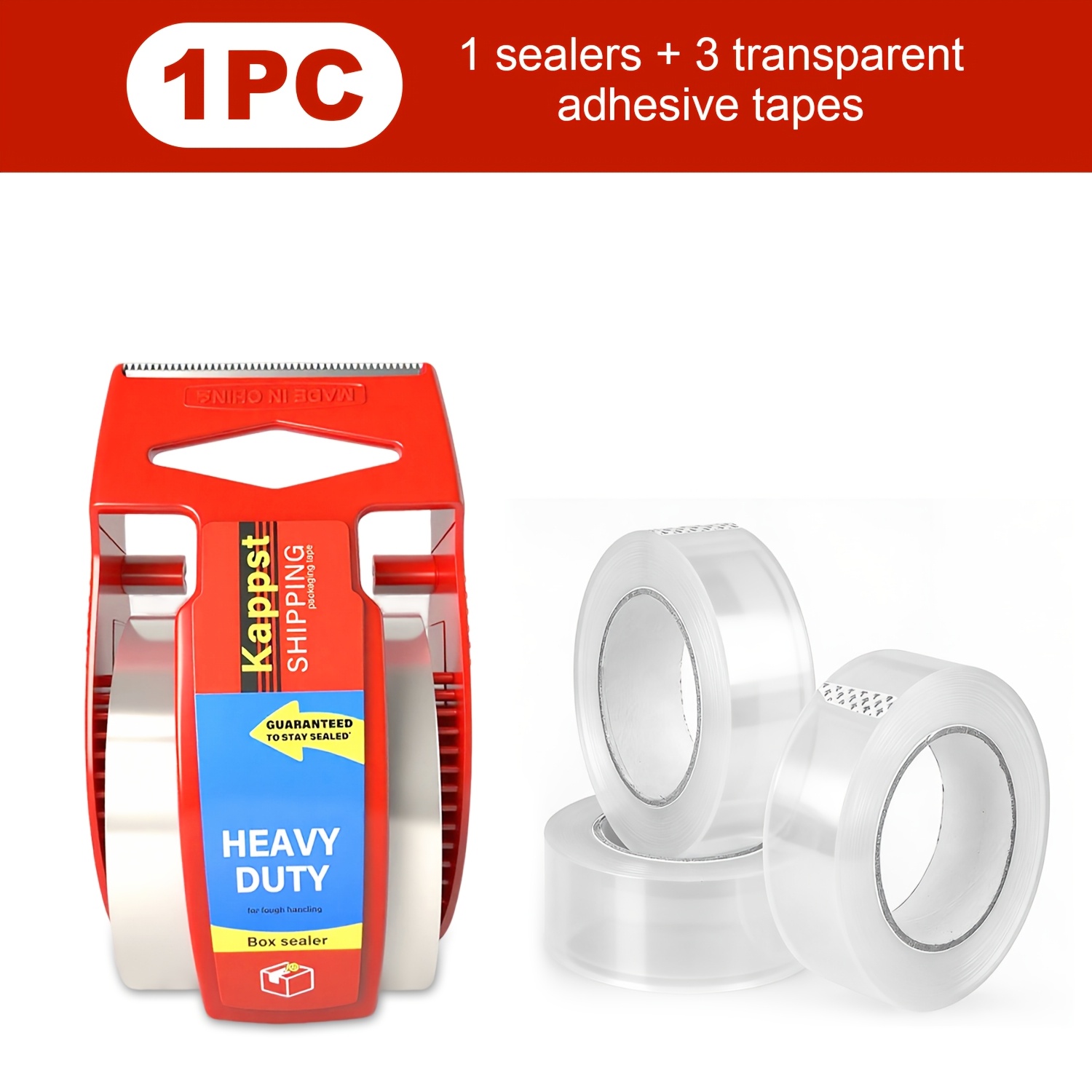 TEMU 3/6 Roll Heavy-duty Packaging Tape Cutter, Silent Operation, 2.7 Inches X 3.9 Inches, Strong Tape - Suitable For Transportation, Packaging, And