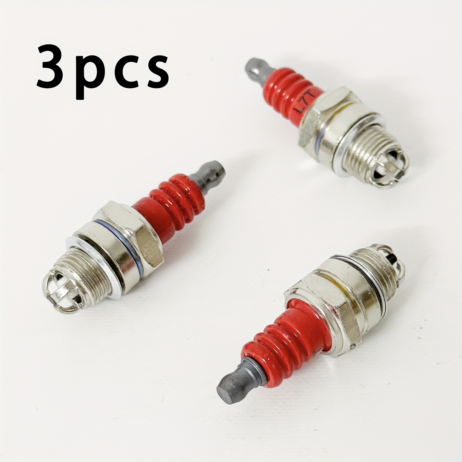 TEMU 3pcs/6pcs L7t Spark Plug [red Ceramic 3-electrode] - Suitable For Two-stroke Engines, Gasoline Chainsaws And Trimmers, Green Fence Trimmers,