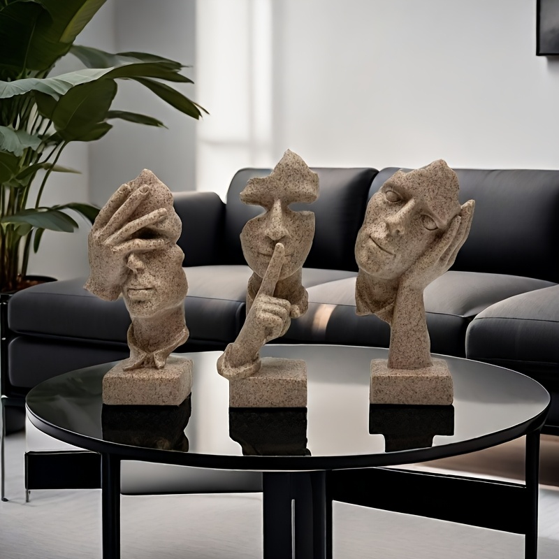 3pcs European handicraft decoration simple abstract character mask, office living room sculpture art decoration