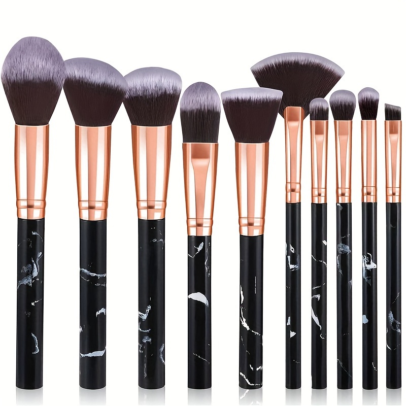 

10pcs Marble Makeup Brushes Tool Cosmetic Powder Eye Shadow Foundation Blush Blending Beauty Make Up Brush For Makeup Starters Lovers