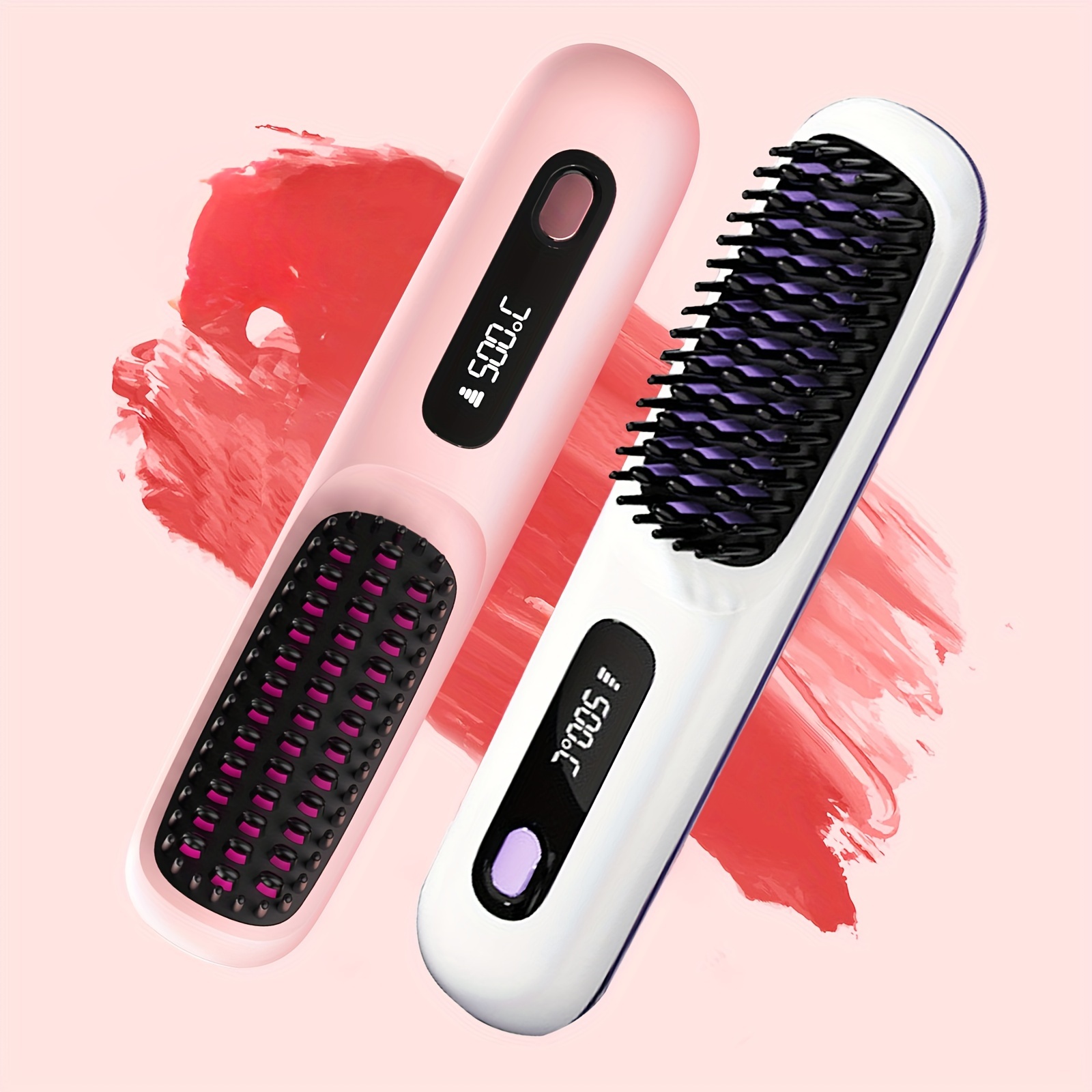 

Portable Professional Hair Straightener Brush With 3 Heat Levels For Fast Heating And Smooth Straightening - Perfect For Hair Care