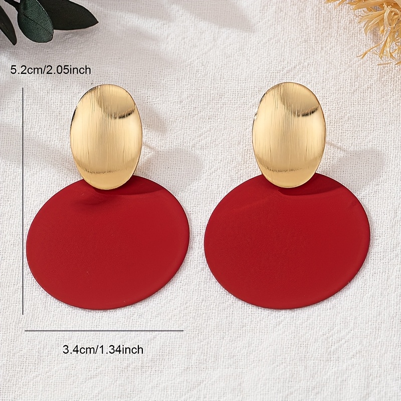 Geometric Red Round Earrings Set for Women