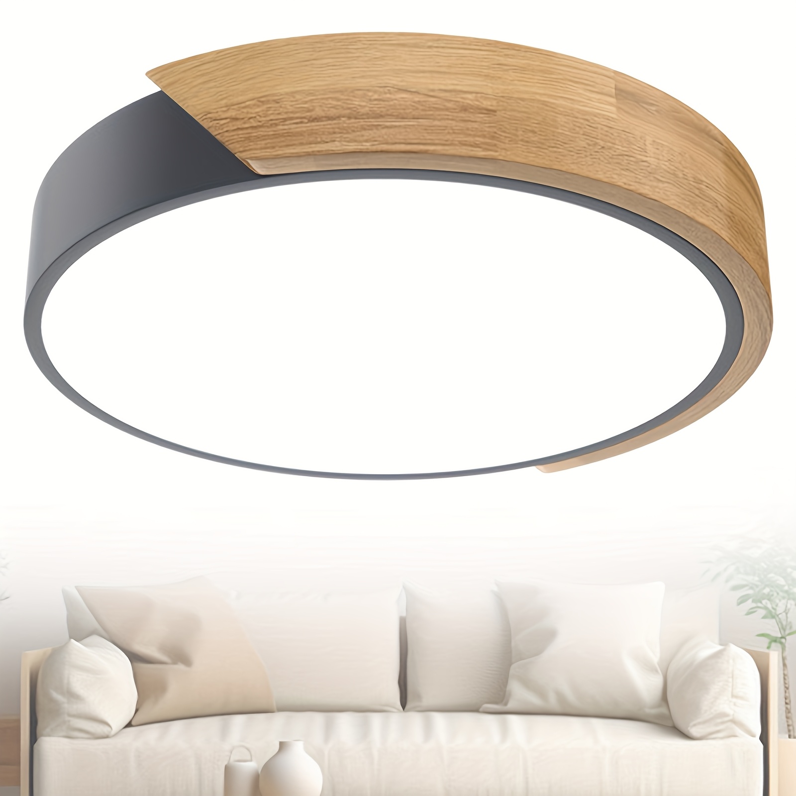 

48w 60w 96w Wooden Ceiling Light With Gray Acrylic Shade, Pendant Wall Light, Hallway Light