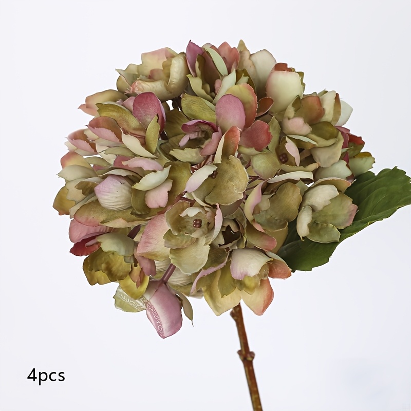 TEMU 4 Stk. MOHUAGE Vintage Hortensienzweig Kunstblumen, geeignet für den Herbst, realistische künstliche mit herbstlichen Blüten, Tisch-Arrangements