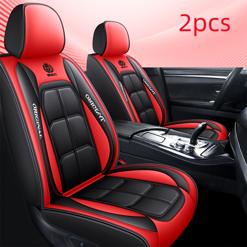 TEMU 2pcs Of Pu Leather Car Seat Covers - Type, Suitable For Most Cars, With Side Guard Plates, Comfortable Filling For Passenger Seats, Durable Car