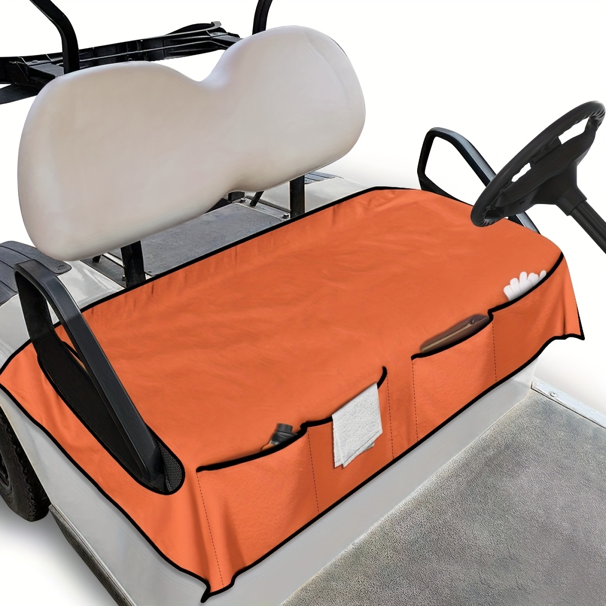 golf cart seat cover for universal golf cart seat with 4 front pockets designed for men and women golf cart accessories   yellow