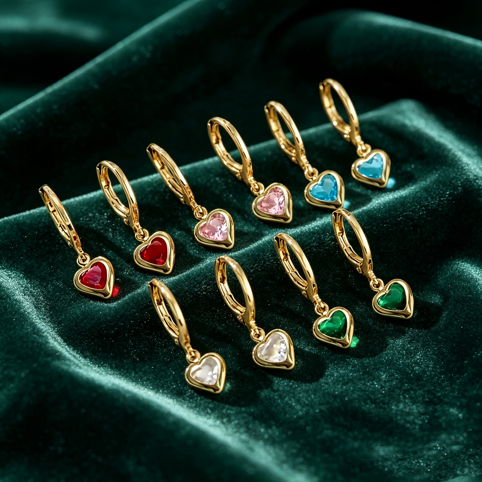TEMU 10pcs Glumanfv French Y2k Bling Heart Earrings Suitable For Valentine's Day, Mother's Day Gifts, Plated Retro Ear Studs For, Parties, Birthdays,