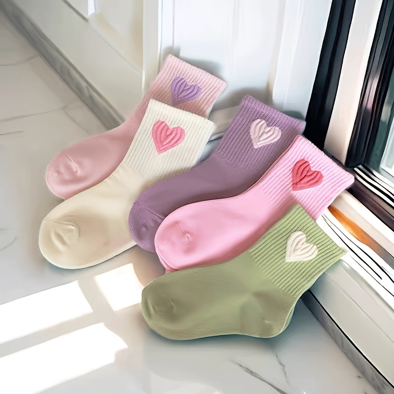S132-5 Dual-color Heart-shaped Spring Summer Autumn Winter New Socks Girls Kids Socks