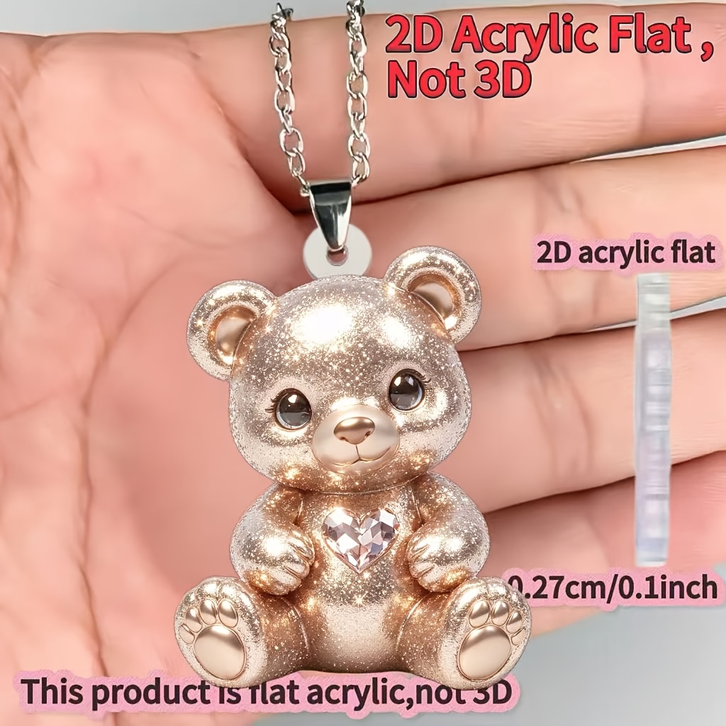 Women's Bear Pattern Acrylic Printed Pendant Necklace