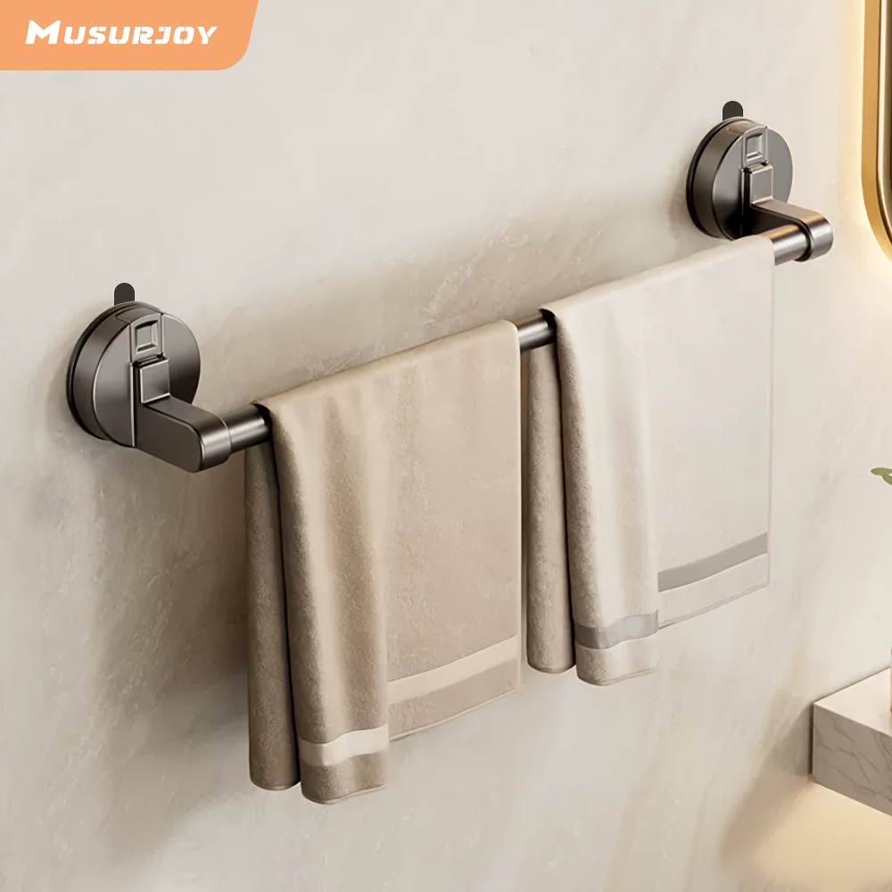 

Musurjoy Suction Cup Towel Bar, , Rod With Abs Base, , Wall-mounted Towel Holder For Bathroom, Kitchen, No Power Required, And Install