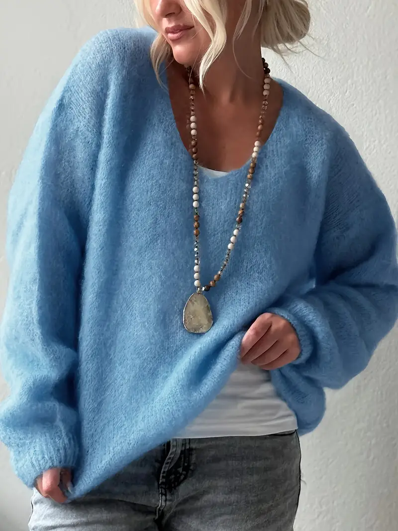 womens elegant solid pink long sleeve sweater high round neck pullover cozy winter sweater for fall winter machine washable casual formal outfits Product details 6