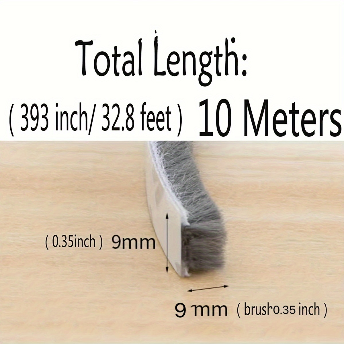 TEMU Bande d'étanchéité auto-adhésive de 32,8 pieds pour fenêtres et portes, isolation phonique maison, coupe vent, poussière, renforcée, 0,35 pouce