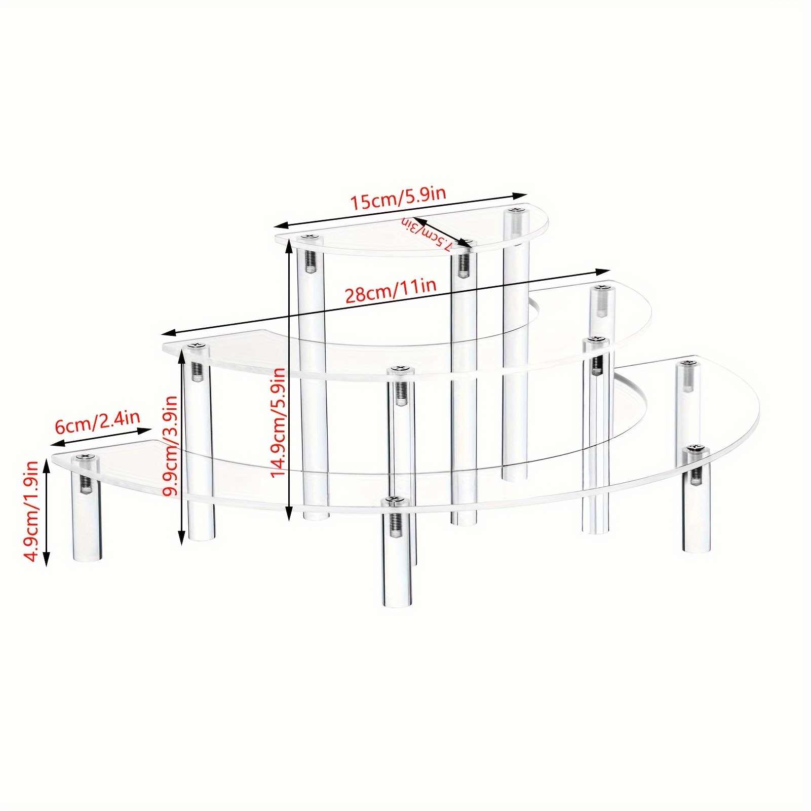 TEMU Lybhlpy 3-tier Acrylic Display Stand - & Portable Organizer For Cosmetics, Jewelry, And Desserts | Sleek Space-saving Design With Sturdy Construction