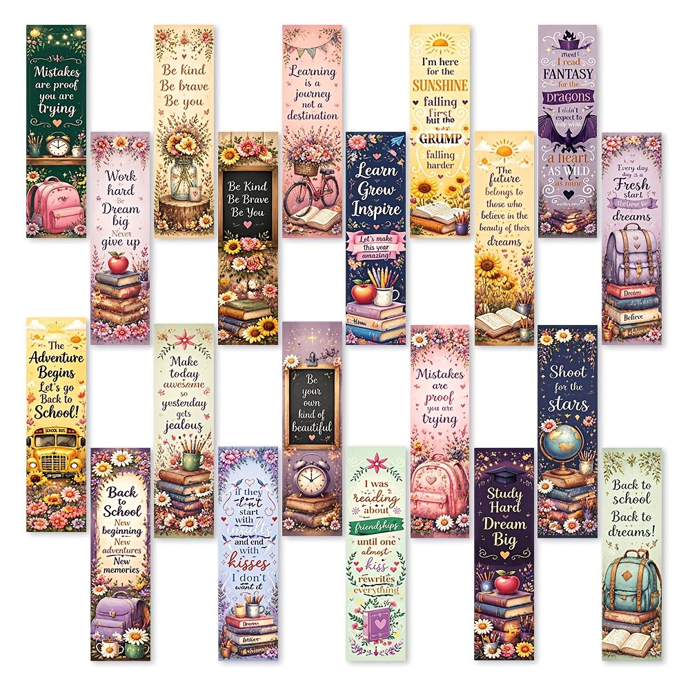 TEMU 20pcs Pack School Bookmark Page Markers & Book Dividers Suitable For Books, Book Page Markers Suitable For Book Lovers, Students, Teachers -