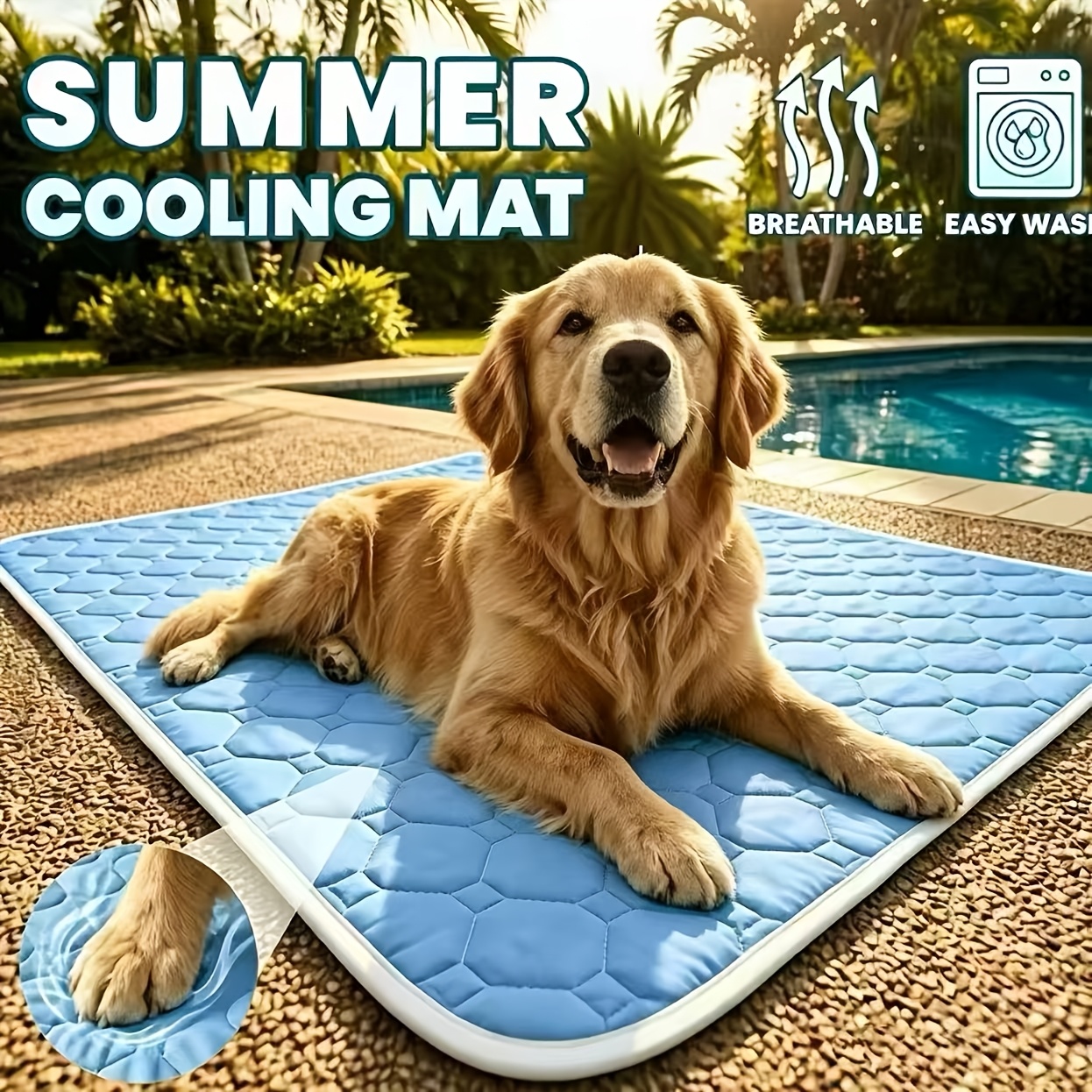 TEMU Tapis rafraîchissant d'été pour animaux de compagnie, lit pour chien, coussin rafraîchissant en respirante absorbant la transpiration, fibre de