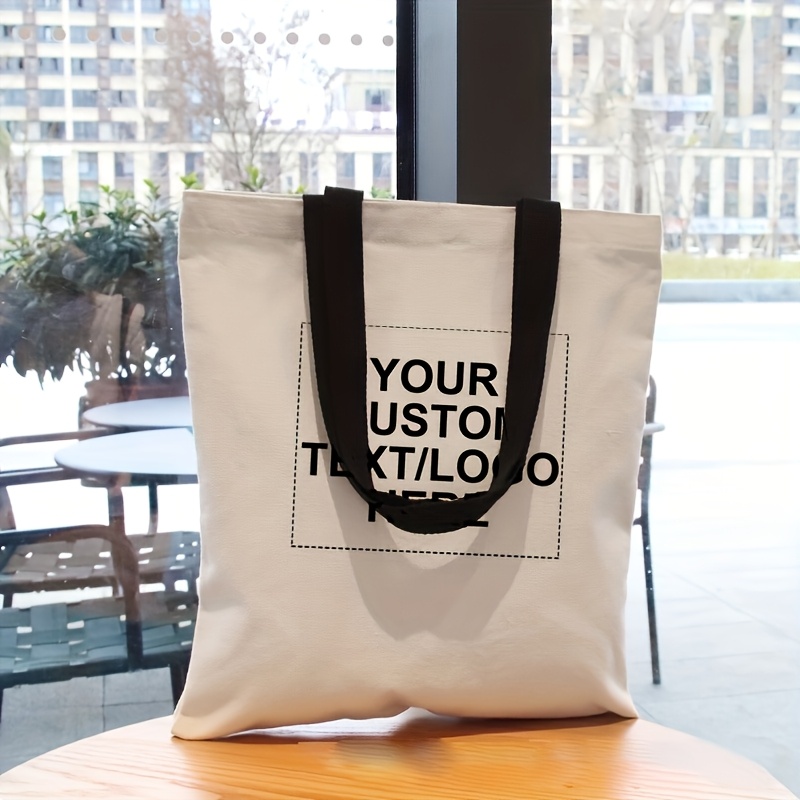 TEMU 10pcs Customizable Canvas Tote Bags With Colorful Handles - Ideal For Advertising, Personalized Gifts, And Event Decor | Durable Shoulder Bags For Women, Jewelry Storage, And More
