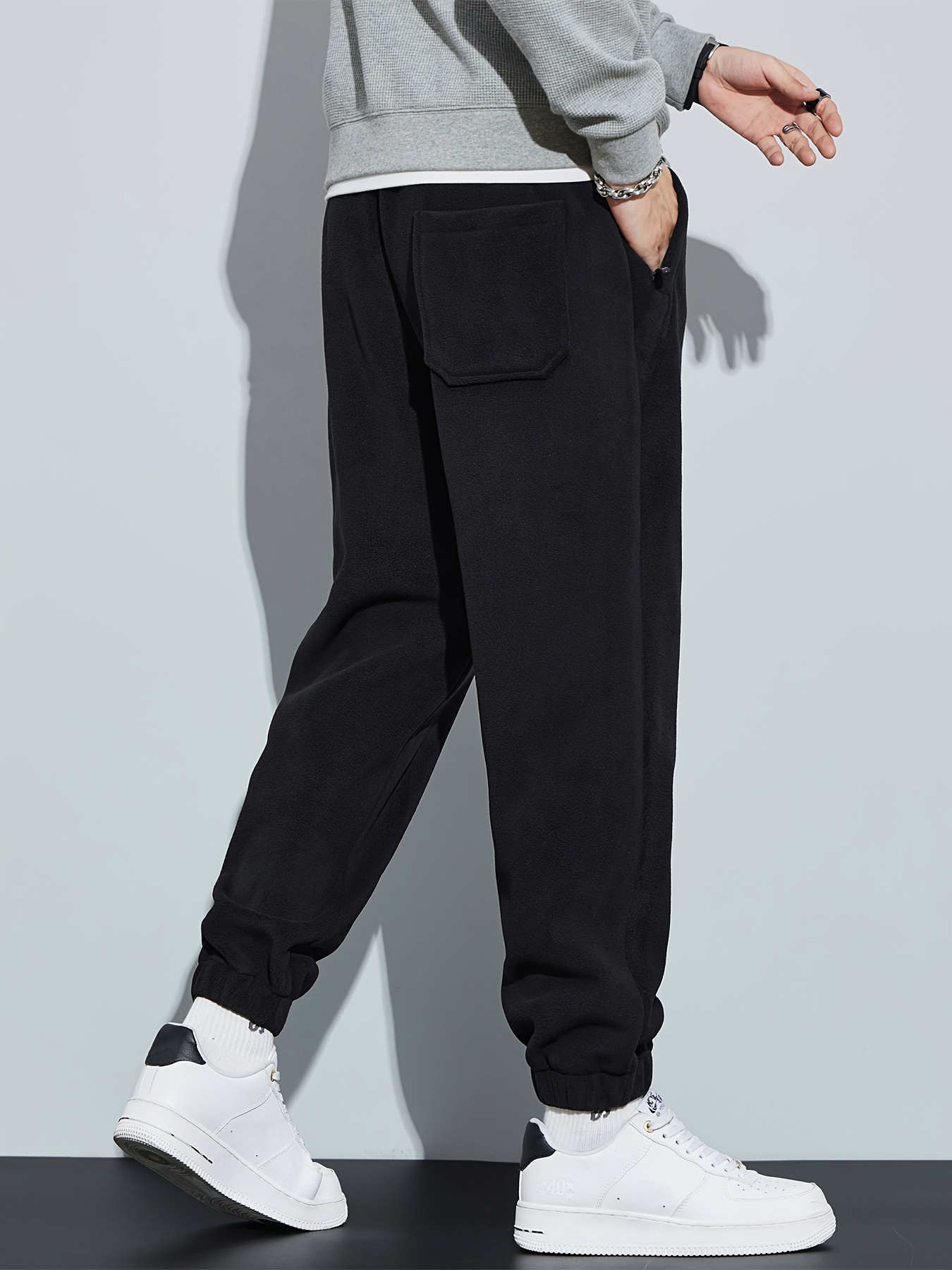 *'S Thick Winter Pants Elastic Drawstring Waist Joggers, Casual Trousers  with Zippered Pockets, Non-Belted Gym Everyday Pants for Cold Weather,