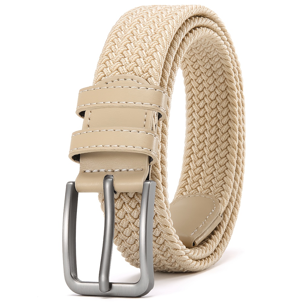 Men's Casual Stretch Golf Belt, Adjustable Woven Fabric Design