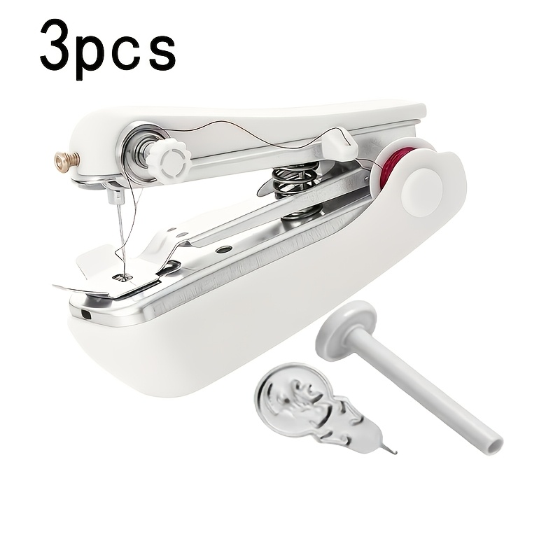 TEMU 3pcs Set (1 Sewing Machine + 1 Needle Holder + 1 Extended Spool) Mini Handheld Sewing Machine, Portable Sewing Tool, Suitable For Home Clothing