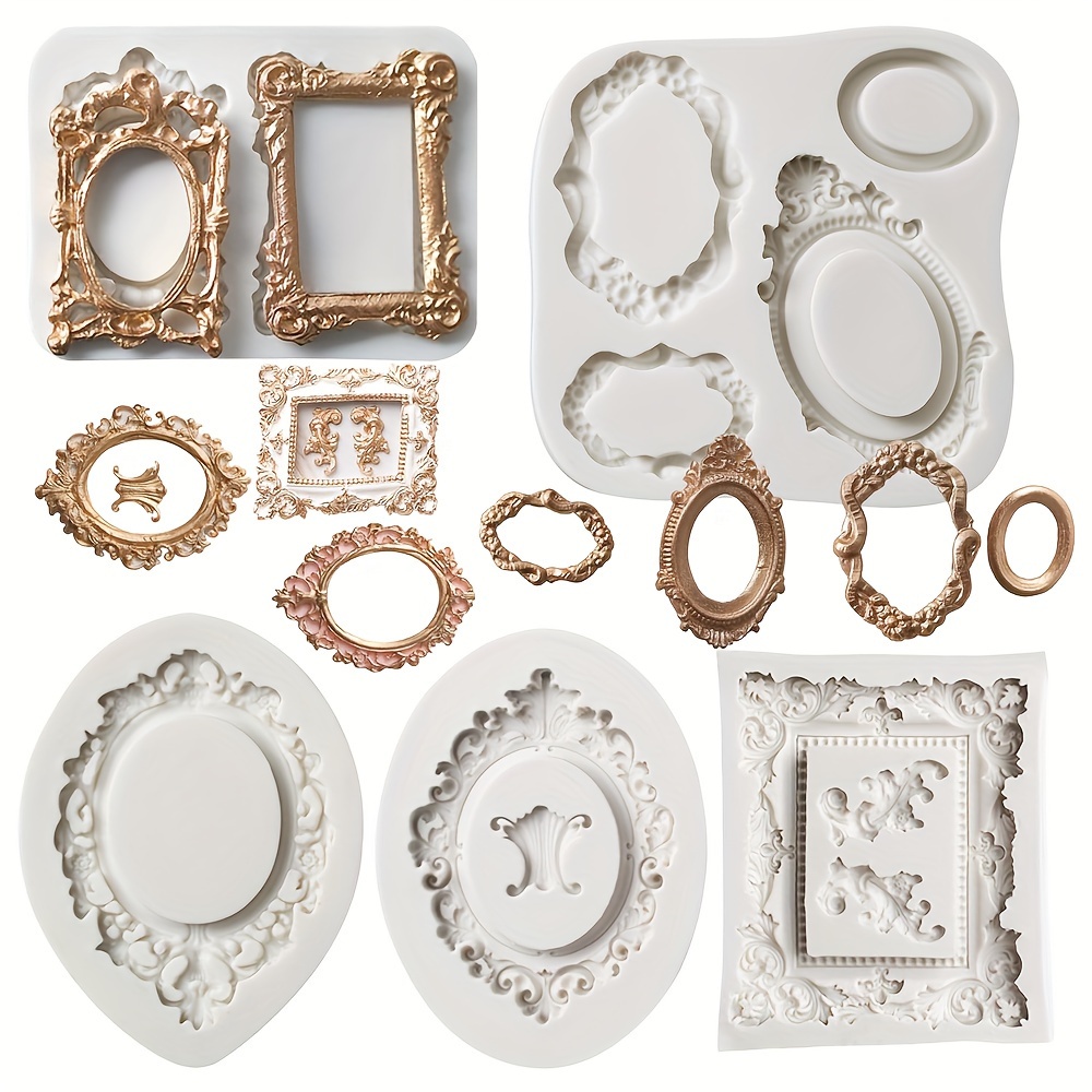 

5-piece Silicone Photo Frame Fondant Molds Set For Baking, Chocolate, , Cupcake Decoration, And Polymer Clay Crafting