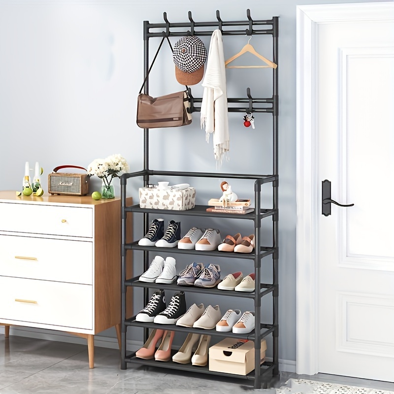 

Versatile Entryway Organizer: Freestanding Coat & Hat Rack With Shoe Storage - Ideal For Home Decor, Perfect For Hanging Clothes, Jackets, Bags & More Shoes Organizer Storage Shoe Rack For Closet