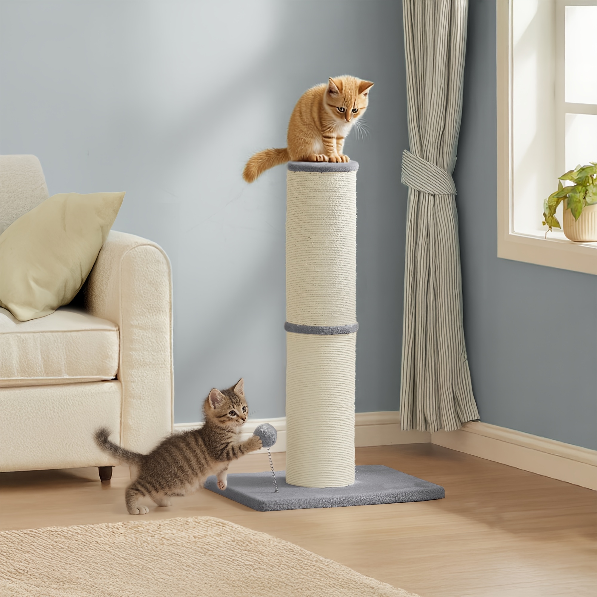 Cat Tree, 17cm Thick Trunk, Cat Tree, Sisal Trunk, With Plush Ball And Bell