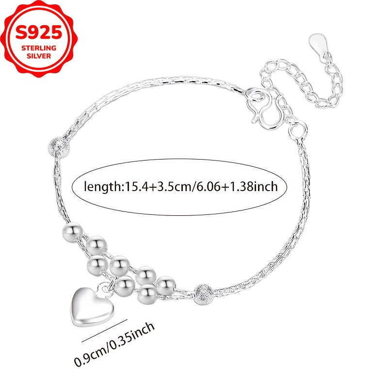 Hypoallergenic Heart Double Layer Bead Bracelet Gift for Women
