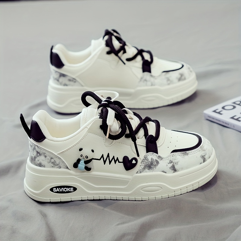 Zapatillas de Plataforma Blancas para Mujer - Zapatos de Plataforma Gruesa con Parte Superior y Suela de PVC, Cierre de Cordones, Estilo Casual Deportivo de Caña Media, Ideales para Primavera/Otoño - Calzado Cómodo, Zapatos para Mujer