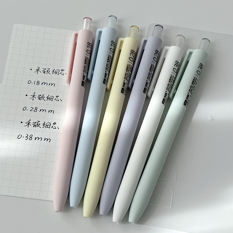TEMU Lot de 6 stylos gel créatifs extra-fins 0,18 mm 0,28 mm 0,38 mm à séchage rapide, noirs, avec clip, écriture fluide, fournitures de bureau