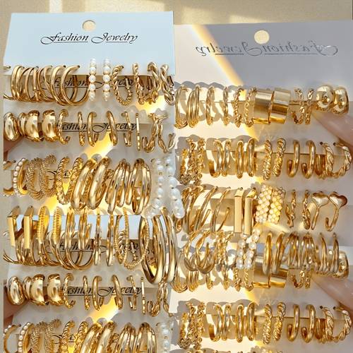 random 12 24 36 48 60pcs vintage tone fashionable large look twisted braided earrings set suitable for daily wear and festive occasions ideal gift for birthdays and anniversaries cost earrings
