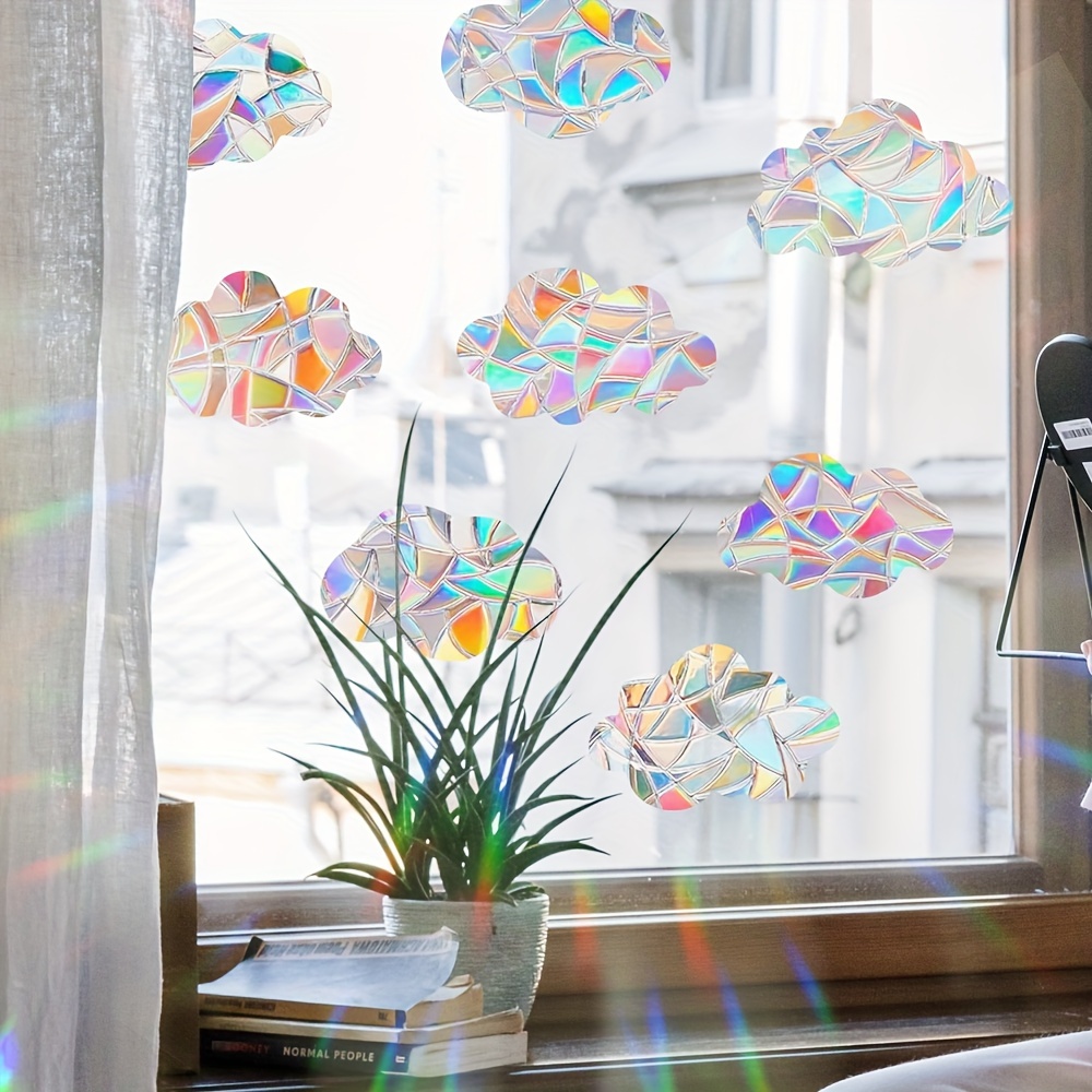 colorful sun catcher rainbow window film anti bird collision electrostatic pvc sticker for home decor round glass contemporary style details 9