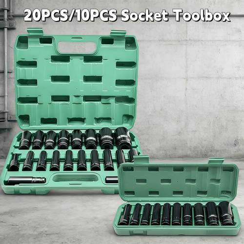 10 20pcs 1 2in deep impact socket set portable electric wrench socket set 10 24mm hex bit tool set local stock shipping socket set long reach wheel wrench nuts suitable for industrial repairs home decoration automotive