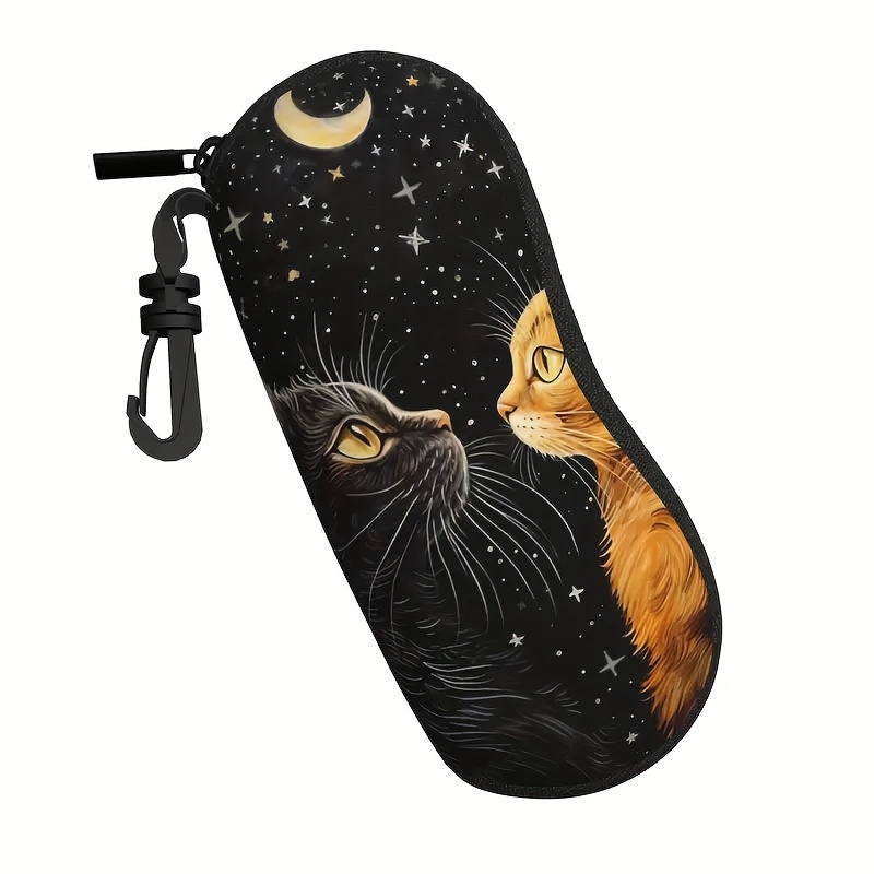 Image of 1pc Starry Pattern Zipper Fashion Glasses Box, Super Lightweight Portable Chloroprene Rubber Zipper Glasses Pouch, Can Hold All Types And Sizes Of Glasses, For Men And Women.