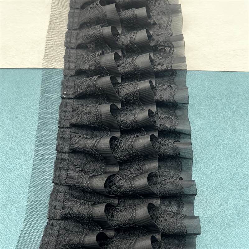 TEMU 2 Yardas de Largo, 12Cm de Ancho, Adorno de Encaje de Gasa Dimensional de 3 Capas - Adecuado para Dobladillo de Falda Plisada, Puños, Decoración