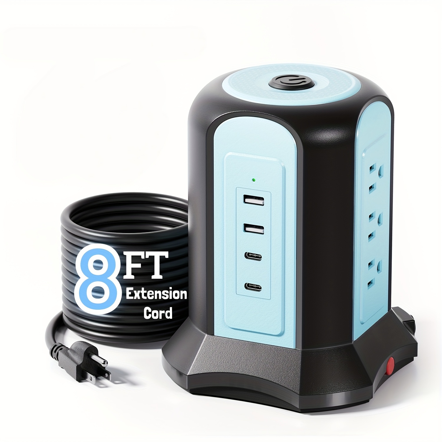 TEMU 19/13-in-1 Power Strip Tower Surge Protector,, Superdanny Desktop Charging Station With 9/12 Outlets, 4/6 Usb Ports(-c/pd18w), 8ft Extension