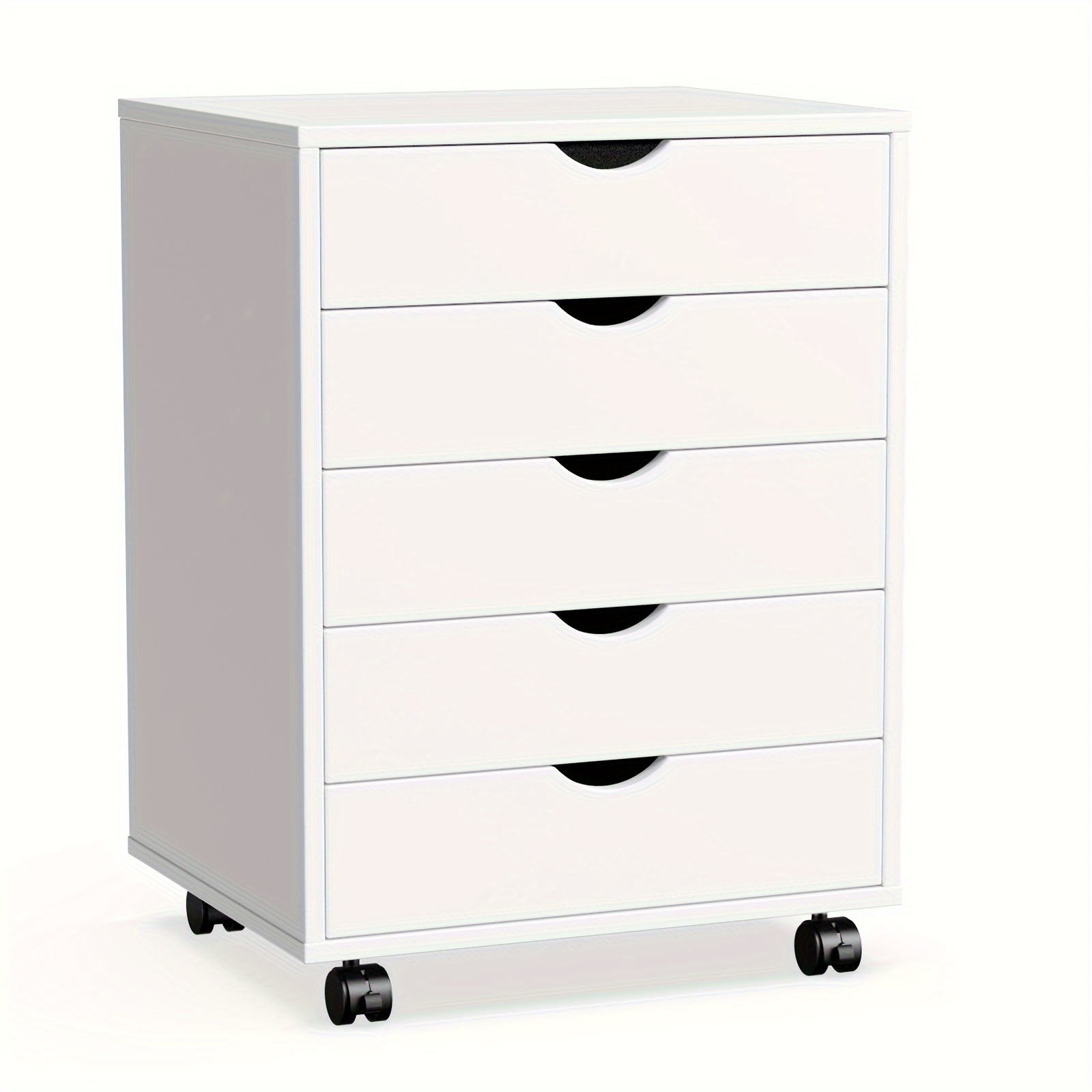 

Smug 5 Drawer Chest- Dressers Storage Cabinets Wooden Dresser White Mobile Cabinet With Wheels Room Organizer Rolling Small Drawers Wood Organization Furniture For Office