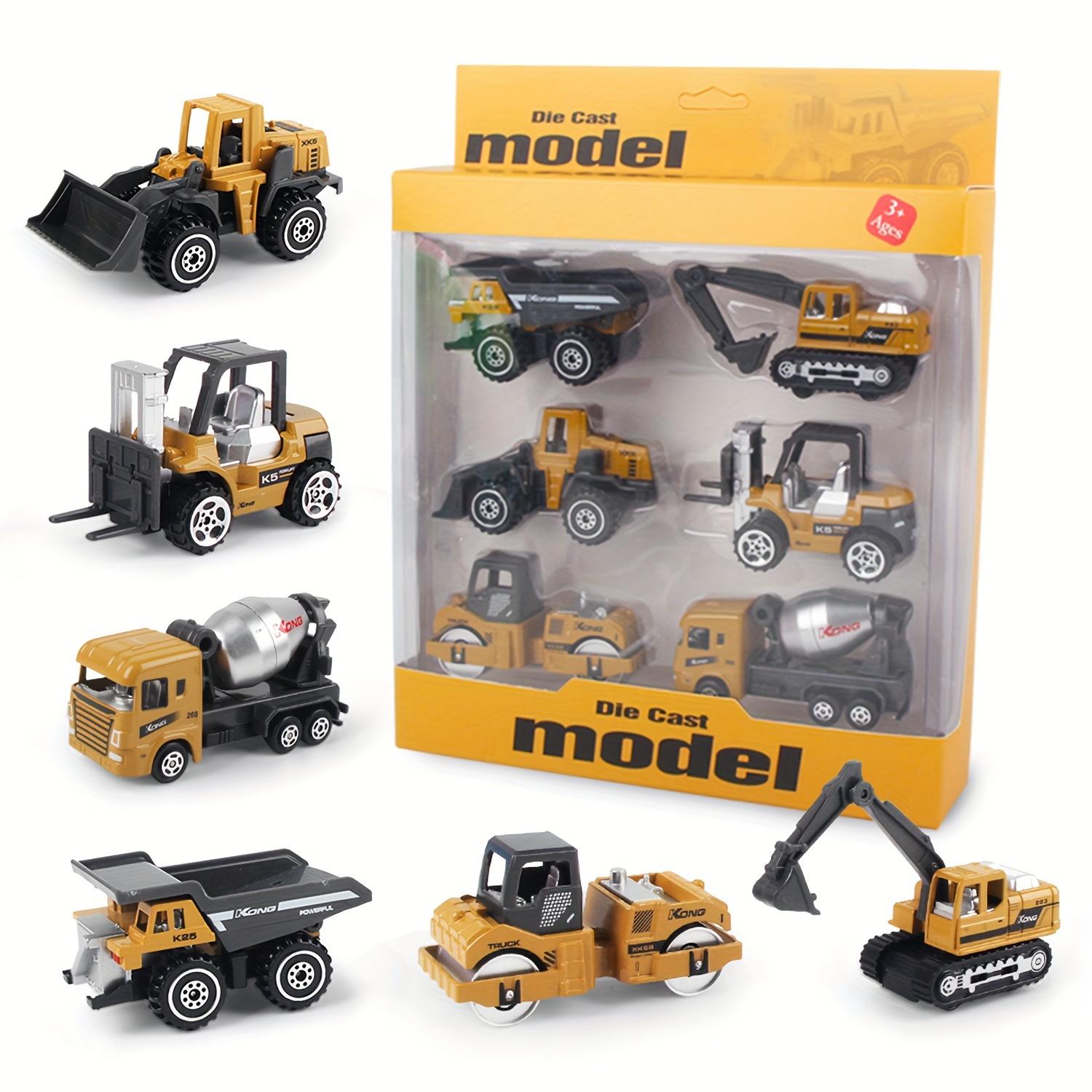 

Toiyese 6-piece Construction Vehicle Playset For Kids, Die-cast Alloy Metal Toy Trucks, Manual , Skid Loader, Excavator, Dump , Ideal For 3-6 Years Old , Perfect Birthday & Christmas Gift